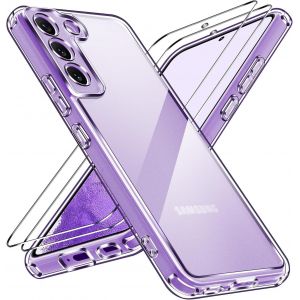 Anti-Jaunissement Hd Clair Coque Pour Samsung Galaxy S22 5g Avec 2 Pièces Verre Trempé, [Protection Militaire] Transparente Étui De Protection Antichoc Mince Bumper Housse - Neuf