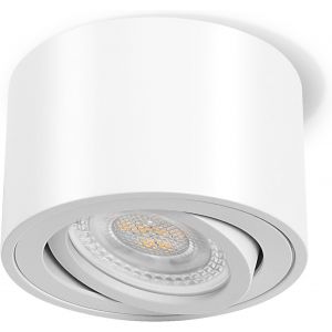 KAL-1X Spots De Plafond Blanc - Extra Plat & Pivotant À 38° - Ø80X50Mm - Spot En Saillie Orientable - 5W 500Lm 4000K - Module Led 230V Inclus - Aluminium Led Plafonnier Spot - Neuf