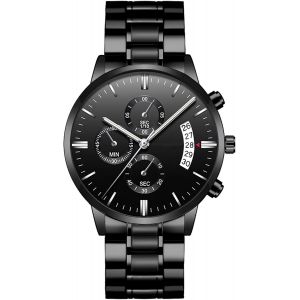 Montre À Quartz Multifonction Pour Homme-Étanche-Bracelet En Acier Inoxydable-Avec Fonction Jour Et Date Automatique.[J853] - Neuf