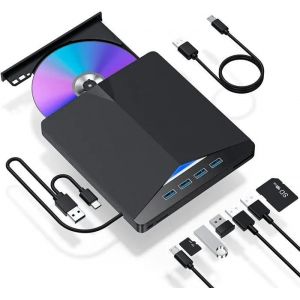 Lecteur Graveur DVD CD Externe USB 3.0 Portable- Graveur de DVD multifonction 7 en 1- pour Windows 11/10/8/7 - Neuf