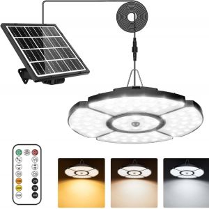 Subzonal-Lampes Solaires Pour Int&eacute;rieur - 4000mah 1000lm Lampe Supendue Avec T&eacute;l&eacute;commande, 5 Modes, 2700k 4000k 6500k R&eacute;glable, C&acirc;ble De 5m, Pour Gazebo, &Eacute;curie, Grange, Jardin, Hangar, Maison - Neuf