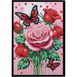 Carnet A5 Blanc Peinture Diamant Carnet De Voyage Fleur Journal Diamond Painting Carnet De Croquis Papeterie Broderie Diamant Carnet Perle Diamant A Coller Roses Carnet Secret - Neuf