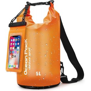 KALANKA-Sac Étanche avec Pochette Étanche & Sangles u2013 Sac à Dos Étanche pour Outdoor, Camping & Sports Nautiques | 5L, 10L, 20L | Léger & Résistant | Pochette Étanche Plage & Sac Étanche Paddle - Neuf