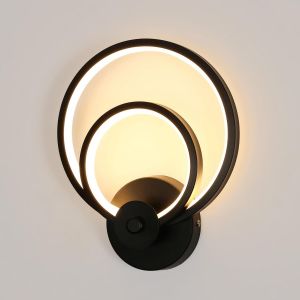 Applique Murale Int&eacute;rieure Led,20w Lampe Murale Moderne Ronde,3000k Lumi&egrave;re Chaude,Creative Luminaire Mural Noir Pour Salon,Chambre,Escalier,Caf&eacute; - Neuf