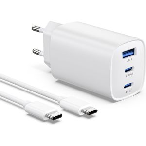 CMWX-65W Chargeur USB C Rapide 3 Ports GaN PPS Prise USBC Charge Rapide Bloc Chargeur Type C Adaptateur Secteur USB C Compatible avec MacBook Pro/Air, iPad, iPhone 17/16, Galaxy S25/S24/S23 Ultra - Neuf