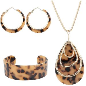 Ensemble De Bijoux En Acrylique Pour Femme Déclaration Boho Résine Boucles D'oreilles Collier Bracelet.[Y65] - Neuf