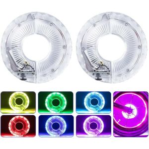 Kal-Led Roue Lumière Vélo, Lampe Pour Moyeu De Scooter D¿Enfant, Feux De Roue De Vélo, Ip65 Étanche Avec 7 Couleurs Et 18 Modes Pour Avertissement De Sécurité Et Décoration - Neuf