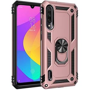 Kal-Coque Pour Xiaomi Mi A3/Mi Cc9e, + Protecteur D'écran, Avec Anneau Support, Coque Etui Housse Antichoc Militaire [Tough Armor] Heavy Duty Shock Proof Protective Housse, Rose Or - Neuf