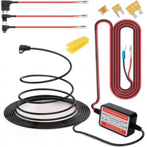 Dash Cam Hardwire Kit, Mini/Micro USB Câble Rigide Kit de Voiture, DC 12V- 24V à 5V, Viens avec ACU/ACS/ACN Mini/ACZ Micro 2Fusible, Protection de Drain de Batterie Réelle de 11.6V - Neuf