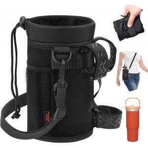 Porte Gourde Velo Sans Vis Bidon Porte Velo Avec Poche En Maille Et Bandouli&egrave;re Porte Gourde Vtt Pour Bouteille De V&eacute;lo Guidon Poussette Porte Gourde Randonn&eacute;e Scooters Fauteuil Roulant.[O387] - Neuf