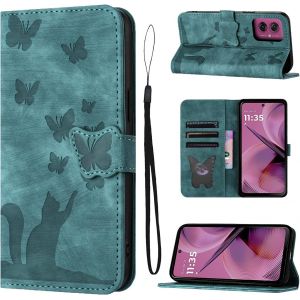 KAL-Housse Protection Pour Motorola Moto G55 5G 6.49 Pouces Mat&eacute;riau En Cuir Pu Coque Moto G55 Avec Fentes Pour Cartes Housse Moto G55 Vert - Neuf