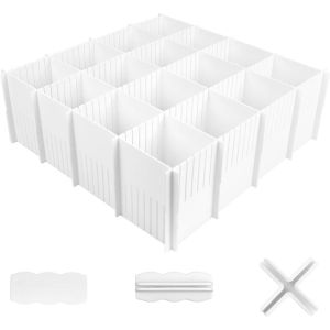 10 Pi&egrave;ces S&eacute;parateurs de Tiroirs R&eacute;glables,32 x 11 cm Organisateur Tiroir Vetement R&eacute;glables,Grille Diviseur de Tiroir en Plastique avec 30 Accessoires pour sous-V&ecirc;tements,Chaussettes,Bureau - Neuf