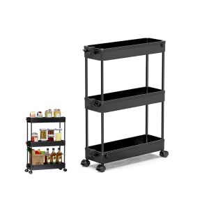 Chariot de rangement mobile &agrave; 3 niveaux, mince et compact, pour la cuisine et la salle de bain - Neuf