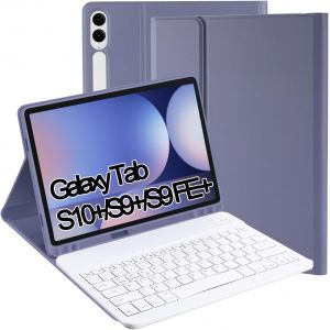 Kal-Étui De Clavier Pour Samsung Galaxy Tab S10+ 2024 & S9 Fe+/S9+ 12,4"" 2023, Disposition Qwertz, Magnétique, Amovible, Avec Étui Pour Galaxy Tab S10 Plus/S9 Fe Plus/S9 Plus 12,4"", Violet - Neuf
