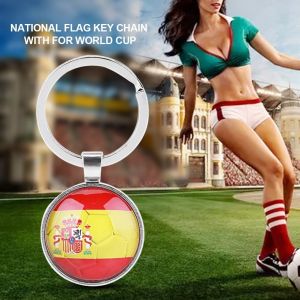 Porte-Cles Avec Pendentif En Metal Et Drapeau National Pour La Coupe Du Monde (Espagne) - Neuf