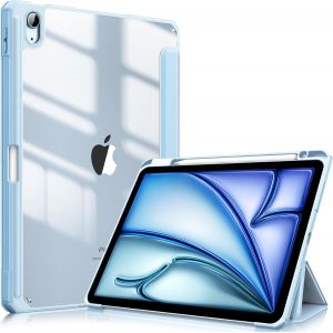Coque Pour Ipad Air 11 Pouces M3/M2 (2025/2024),Ipad Air 5/4 10.9 Pouces (2022/2020)-[Rangement De Stylet] Housse Transparente Claire Etui Antichoc Veille/Réveil Auto,Bleu Ciel - Neuf
