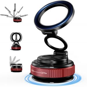 LORANKA-Support Magn&eacute;tique pour T&eacute;l&eacute;phone de Voiture, Porte-t&eacute;l&eacute;phone Aimant&eacute; Pliable 3-Axes avec Ventouse, 360&deg;Rotation Support Voiture pour iPhone 16/15/4/13/12 ou T&eacute;l&eacute;phone Android - Neuf