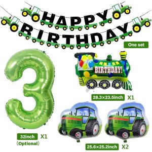 CAUC-PT Decals D&eacute;coration d'anniversaire 3 ans gar&ccedil;on - de tracteur Ballon d'enfant en aluminium pour - Neuf