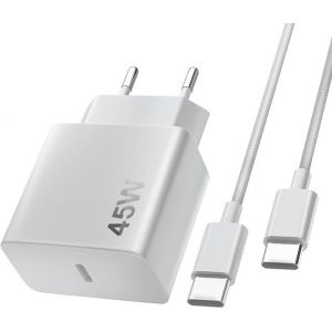 45W Chargeur Rapide Pour Iphone 16/16 Pro/16 Pro Max/16 Plus/15/15 Pro/15 Pro Max/15 Plus/Ipad/Ipad Air, Prise Adaptateur Secteur Embout Usb C Avec Câble Usb C[Z51] - Neuf