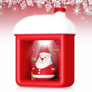 Veilleuse de Noël, Lampe de Chevet Maison de Neige avec Poupée Magnétique Père Noël USB Lampe de Nuit de Noël en Silicone Décoration Christmas Lampe de Bureau Montable sur le Mur Cadeaux Noël - Neuf