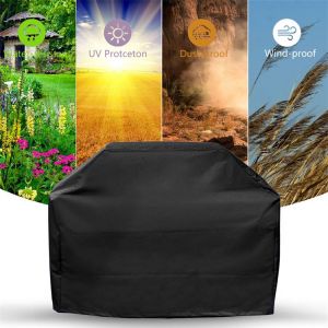 Housse Barbecue, Bache Barbecue, pour Barbecue de Rangement Couverture de Grill Imperméable Anti Vent,UV,Eau,Poussière,Neige(150*100*125CM) - Neuf
