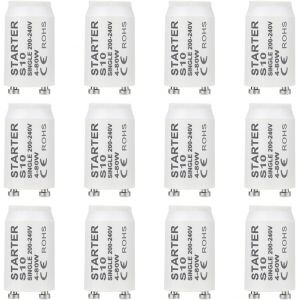 12 Pièces Starter S10 Ampoule Tube Fluorescent Starter 4-80w 200-250v Starter Pour Tubes Fluorescentes Lampes - Neuf