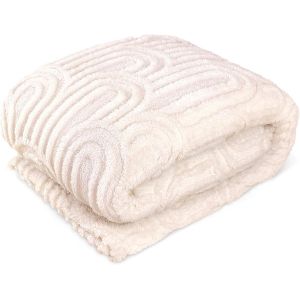Ytfhg-Couverture Polaire Douillette, Couverture Chaude De Canapé, Jete De Canape Grande Taille, Moelleuse Plaid Couverture Lit Douillette Pour Toutes Les Saisons (Blanc Cassé, 100x150cm) - Neuf