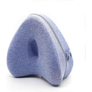 Coussin De Genou En Mousse À Mémoire De Forme Pour Soulager La Sciatique - Design Ergonomique - Coussin De Jambe Bleu Pour Les Personnes Dormant Sur Le Côté - Housse Lavable - Neuf
