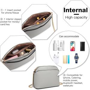 Sac &agrave; bandouli&egrave;re pour femme,cuir saffiano,petite bandouli&egrave;re en cha&icirc;ne,design classique,l&eacute;ger,facile &agrave; nettoyer,convient pour de nombreuses occasions - Neuf