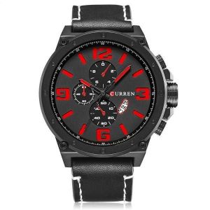 Montre &Agrave; Quartz Pour Homme Avec Bracelet En Cuir Et Grand Affichage Num&eacute;rique - Neuf