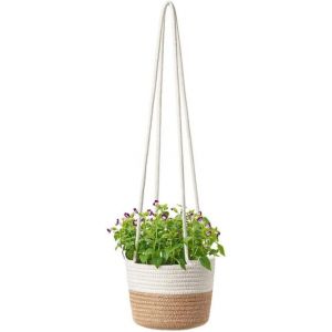 Nouvelhorizonstore-Pot De Fleurs &Agrave; Suspendre En Corde De Jute, Suspendu Panier Tiss&eacute;, Pots De Plantes, Jardini&egrave;re Suspendue En Corde, Panier Jardini&egrave;re Suspendue Pot Pour Plantes, D&eacute;coration Int&eacute;rieu - Neuf