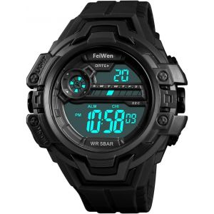 Grand Cadran Sport Montres Bracelet De Homme Outdoor Militaires 50m &Eacute;tanche Led Digital Montre Temps Double Plastique De La Lunette Et Caoutchouc Ruban Alarme Chronom&egrave;tre - Neuf
