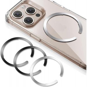 Ayu-Pour Anneau Magnétique Compatible Avec Magsafe, Lot De 4 Anneaux Métalliques Autocollant Telephone Universel, Pour Iphone 16/16e/15/14/13/12/11/X, Galaxy S24/S23/S22/S21 Et Plus, Noir Et Argenté - Neuf