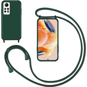 Kal-Coquepourxiaomiredminote12pro4gaveccordon,Souplesiliconehousseavecbandoulièreennylon,Réglablelanyardcaseprotectioncomplètecoveretuiantichocprotection,Vert - Neuf