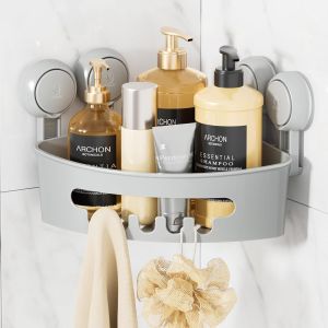 Etagère Douche sans Perçage Support Douche de Coin 1 Seconde Installation Charge 10KG Impérable Rangement pour Carrelage Paroi de la Douche Salle de Bain & Cuisine,Rose.[Y8] - Neuf