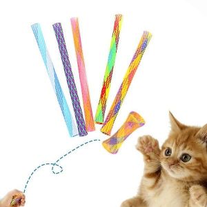 Jouet Interactif Pour Chat Spring Stick - Tube Télescopique En Maille De Nylon Pour Chatons Avec Insert D'herbe À Chat - Flexible, Durable Et Amusant - Neuf