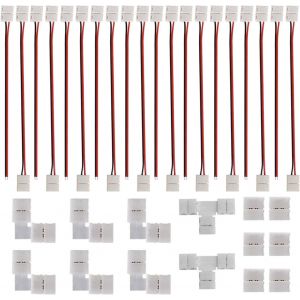 Kit De 3528 2835 2 Pin Connecteur Ruban Led 2 Broches,20x2 Pin Connecteur Led Bande,6xforme De L Raccord D'angle,2xforme De T Raccord D'angle,6xforme De 8mm Led Bande De Connecteur - Neuf