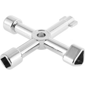 Clé Utilitaire Multifonction Cross Triangle Key Pour Gaz D'Eau Électrique Box Armoire À Pharmacie Clé D'Ouverture (Argent) - Neuf