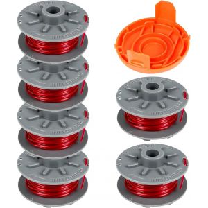 Bobine 05364-20 pour d&eacute;broussailleuse Gardena Turbo Trimmer Art.2401,bobine de rechange et capuchon 05328-20 de 1,6 mm pour d&eacute;broussailleuse Gardena Turbo SmallCut (6 bobines + 1 capuchon) - Neuf