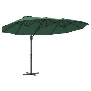 Parasol Inclinable Design Moderne Ext&eacute;rieur 372 X 198 X 243 Cm En Polyester Vert Helloshop26 02_0058748 - Neuf