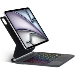 Coque Magic Clavier Pour Ipad Air 11"" M2 2024 - Azerty Français Bluetooth Clavier Avec Pavé Tactile, Magic Keyboard Pour Ipad Air 11, Pro 11 4/3/2/1ème Gén, Noir - Neuf