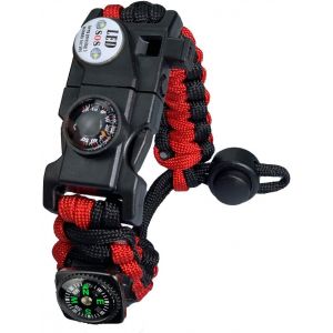 Eryi-Bracelet Paracorde Survie Pour Homme Femme, Militaire Paracord Bracelet Kit Avec Flint + Boussole + Thermomètre + Sifflet + Lumière Led Pour Extérieur, Randonneur, Baroudeur, Explorateurs - Neuf