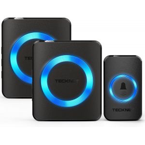 LETNERNY-Sonnette Sans Fil, Ip65 Exterieur Étanche Carillon 400 Mètres Two Récepteur Sonnette Electronique, 60 Mélodies 5-Niveaux Led Bleu, Pour Maison, Hôtel, Urgence - Neuf