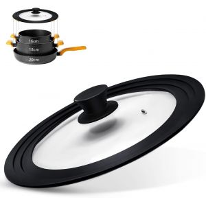 Kalanka-Couvercle Pour Casseroles,Poêles Et Poêles À Frire,Couvercle De Casserole Avec Bord En Silicone Résistant À La Chaleur Et Verre Trempé,Convient Aux Casseroles Et Poêles D'un Diamètre De - Neuf