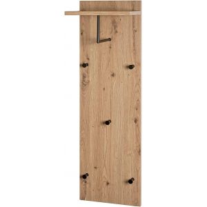 Warderobe Murale ch&ecirc;ne Clair, Noir, MDF, M&eacute;tal - Dim.: L 30 x H 100 x P 20 cm, Style: Moderne - Neuf