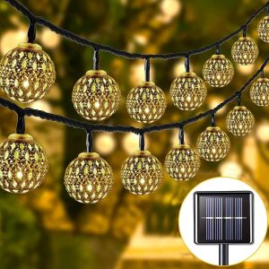 KAL-Guirlande Lumineuse Led Marocaine,Guirlande Lumineuse À Led,Lumineuse Solaire,7M 50Led Guirlande Lumineuse Solaire,Ip65 Étanches,Pour Balcon, Chambre, Ramadan,Mariage, Noël¿Blanc Chaud¿ - Neuf