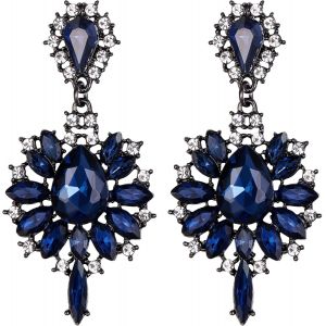 Kal-Boucles D'oreilles Marquise Autrichienne Cristal Prom Fleur Goutte D'eau Déclaration Lustre Grands Clous Pour Dames Eblouissantes Multicolor Ton D'or - Neuf