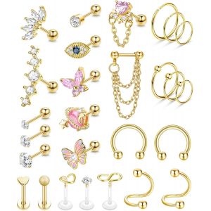 Kal-Pièces 16g Piercing Tragus Cartilage Acier Chirurgical Cz Piercing Oreille Cartilage Piercing Helix Oreille Piercing Conch Piercing Tragus Anneaux Piercing Bijoux Pour Femmes Filles - Neuf