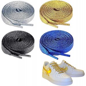 Paires De Lacets Métalliques Pailletés, Lacets Plats Tressés Pailletés, Lacets Élastiques Colorés Sans N?ud, Pour Chaussures De Sport, Chaussures De Course, Chaussures De Sport - Neuf