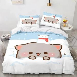 Parure De Lit De Luxe Avec Imprime 3d Et Motif Chat P&ecirc;che, Ensemble De Literie Pour Lit Double, King Size, Twin, Housse De Couette, Linge De Lit Blanc Pour Enfants Et Filles, 2025 - Neuf
